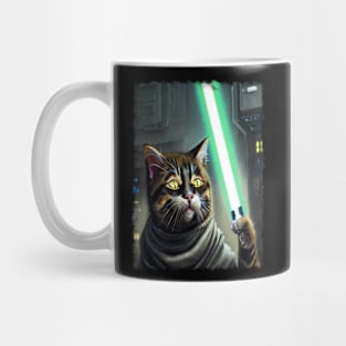 Fun Cat Print ~ AI Art ~ Fantasy Cat ~ Sci-fi Cat ~ Cats with Lightsabers Mug